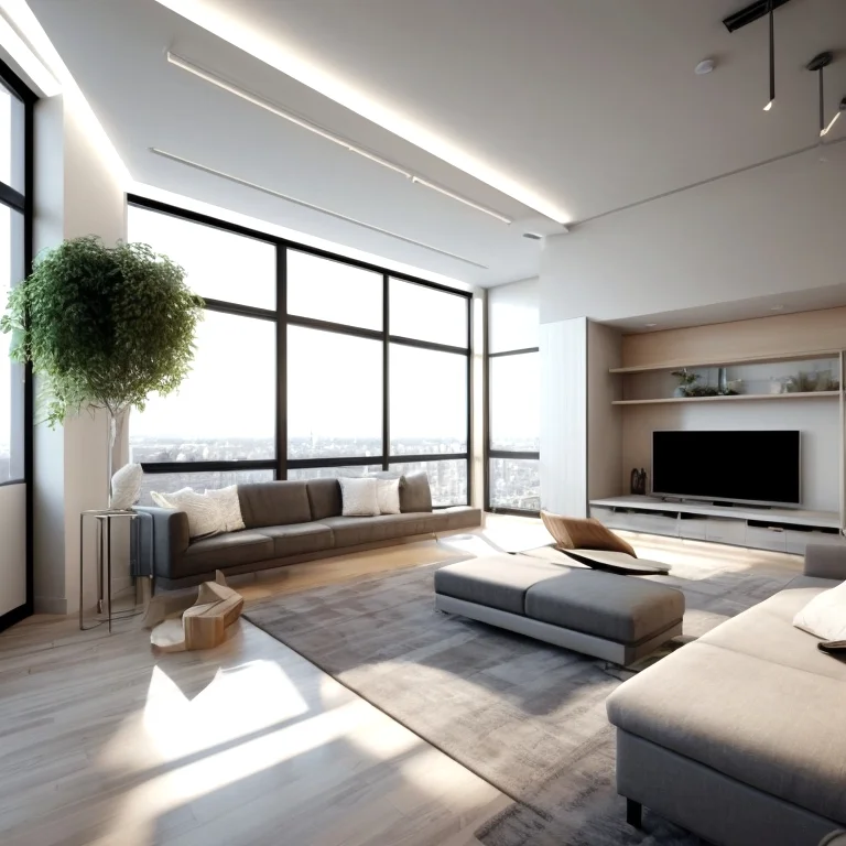 Illustration eines intelligenten Lärmunterdrückungssystems in einer Wohnung